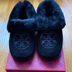 NIB Tory Burch All Black Coley Slippers